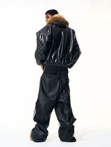 Men's Reversible Quilted Leopard Leather Jacket