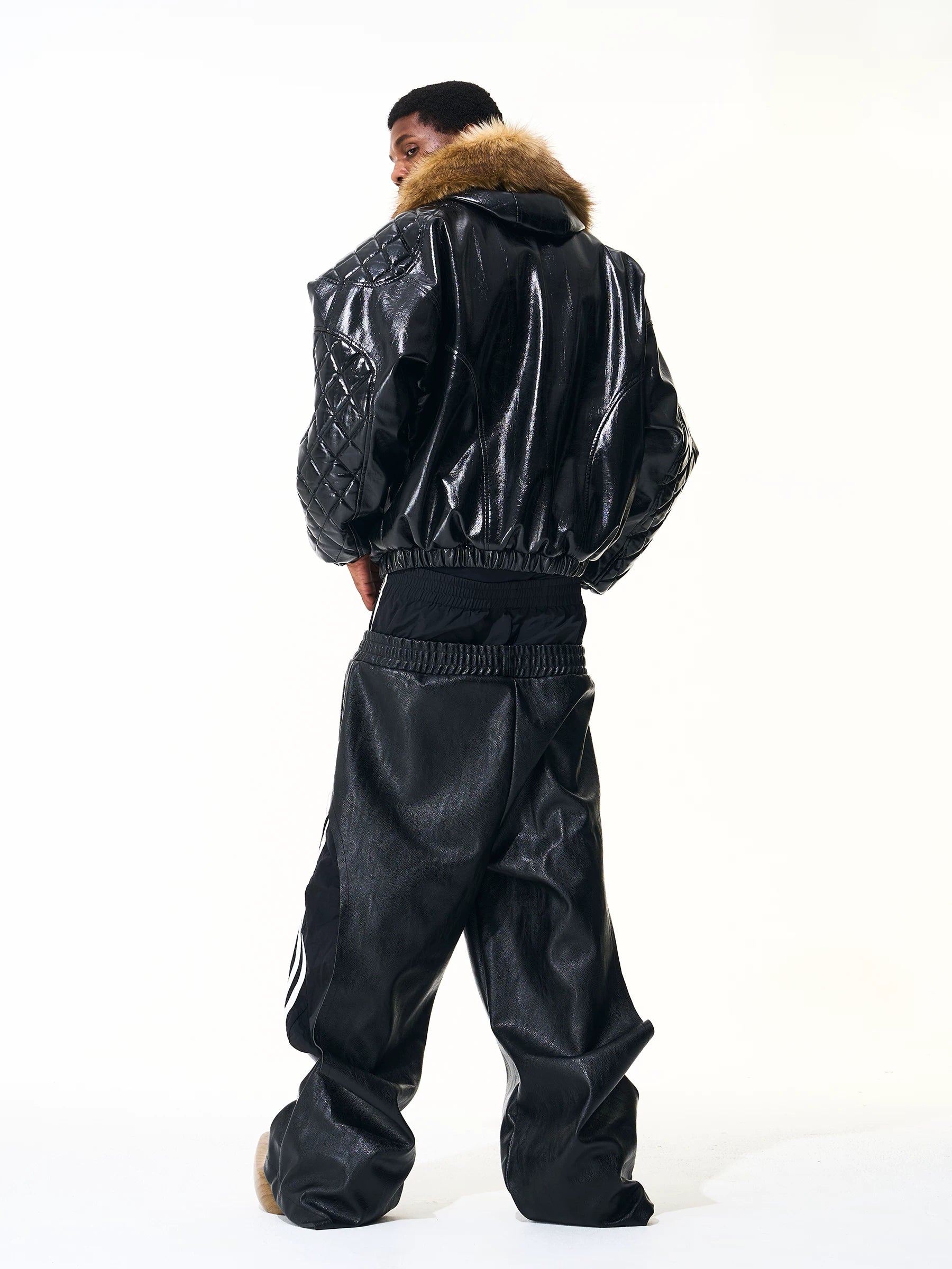 Men's Reversible Quilted Leopard Leather Jacket