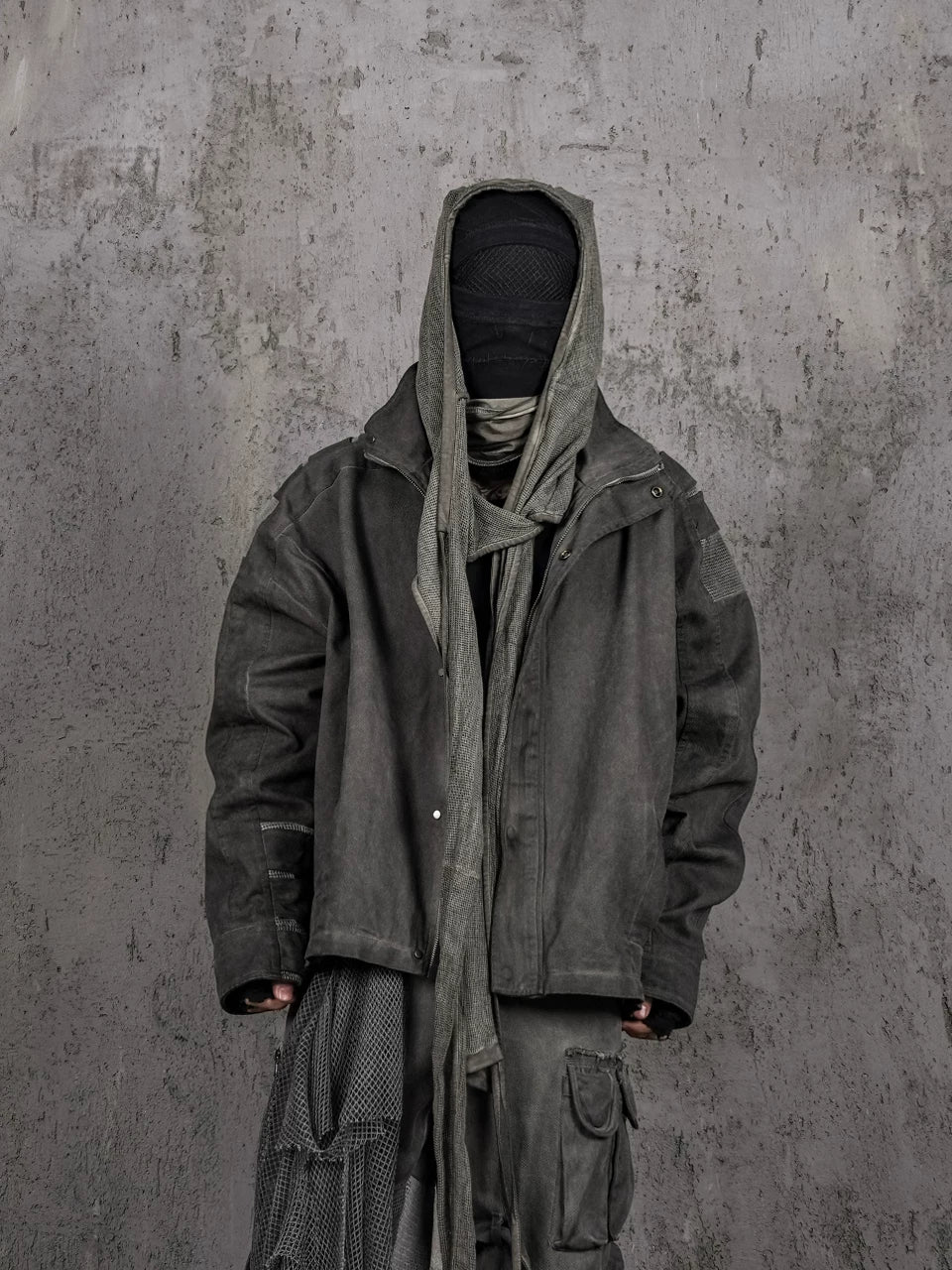 Distressed Patchwork Strapped Scavenger Jacket