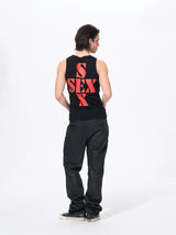 White Cotton Letter Print Sleeveless Tank Top