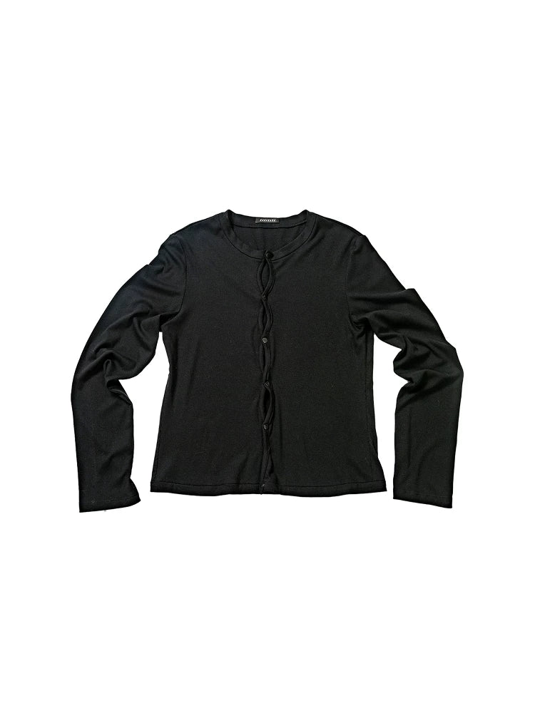 Dark Sexy Cutout Long-Sleeve Slim Tee