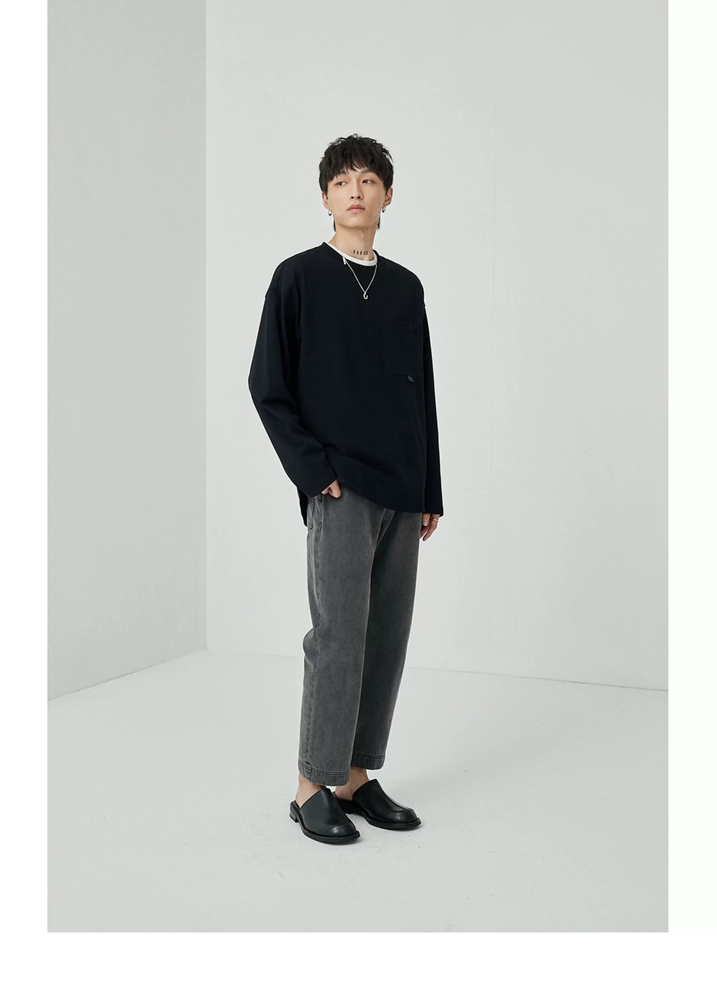 Ribbon Pocket Long Sleeve Tee