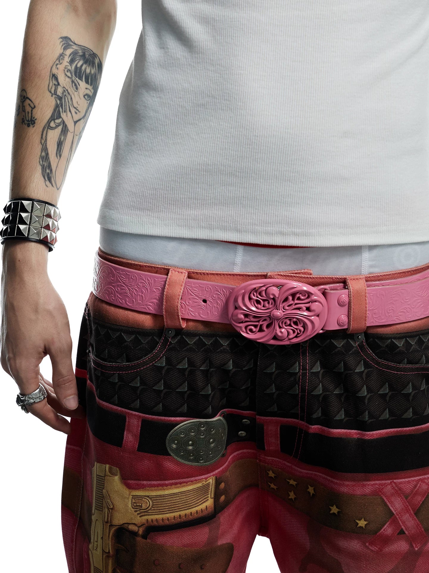 Vintage Pink Honeysuckle Top-grain Leather Belt