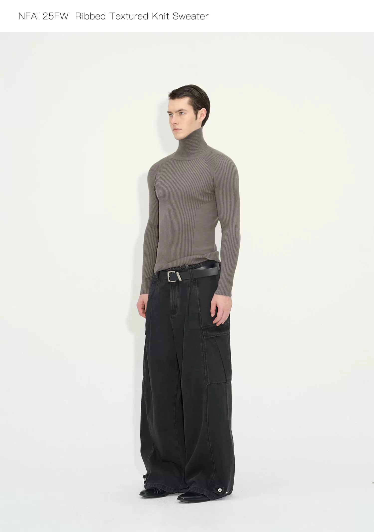 Long Sleeve Turtleneck Ribbed Knit Top