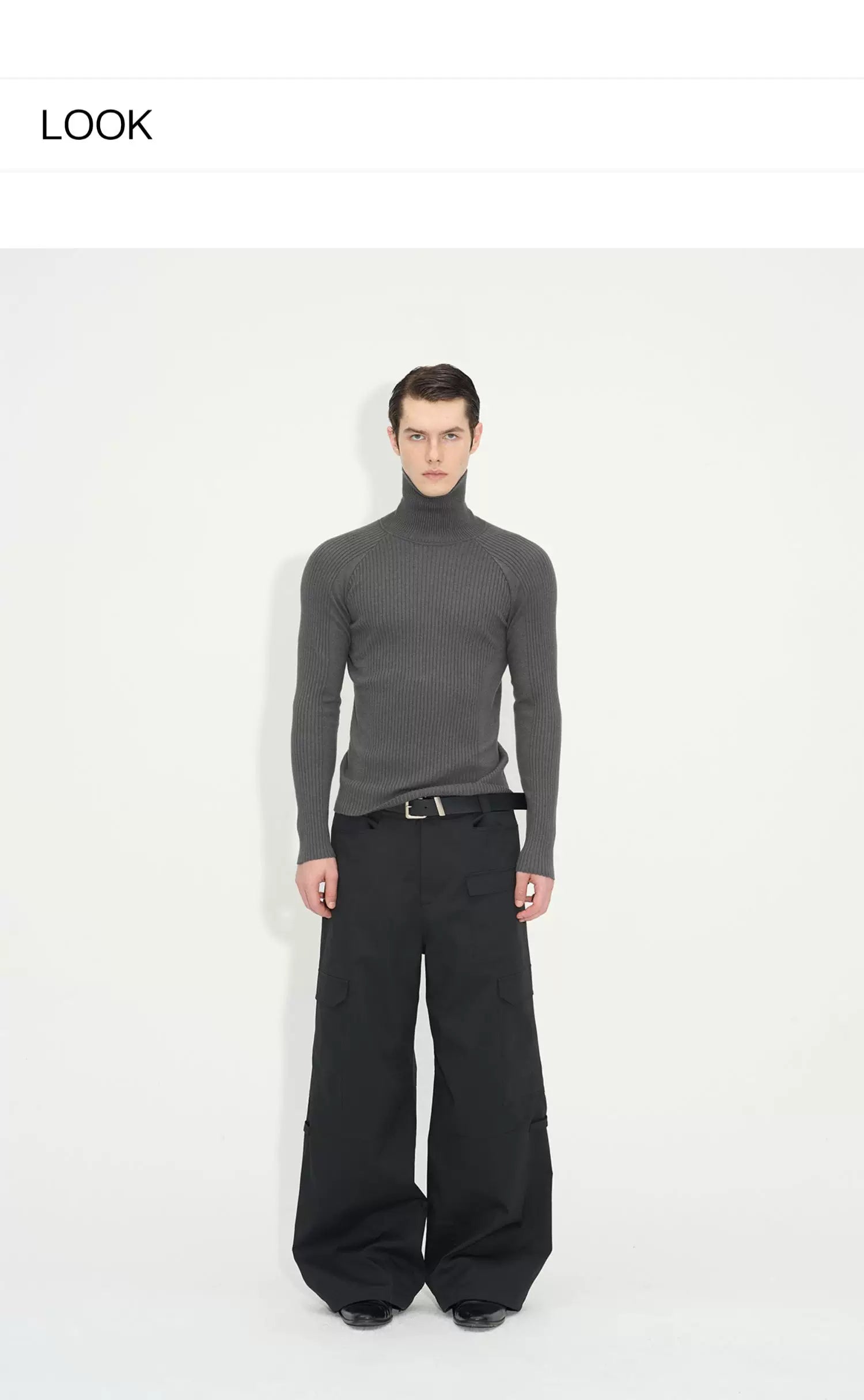 Long Sleeve Turtleneck Ribbed Knit Top