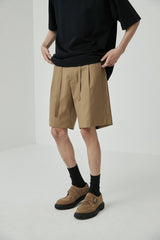 Draped Drawstring Elastic Waist Pleated Shorts