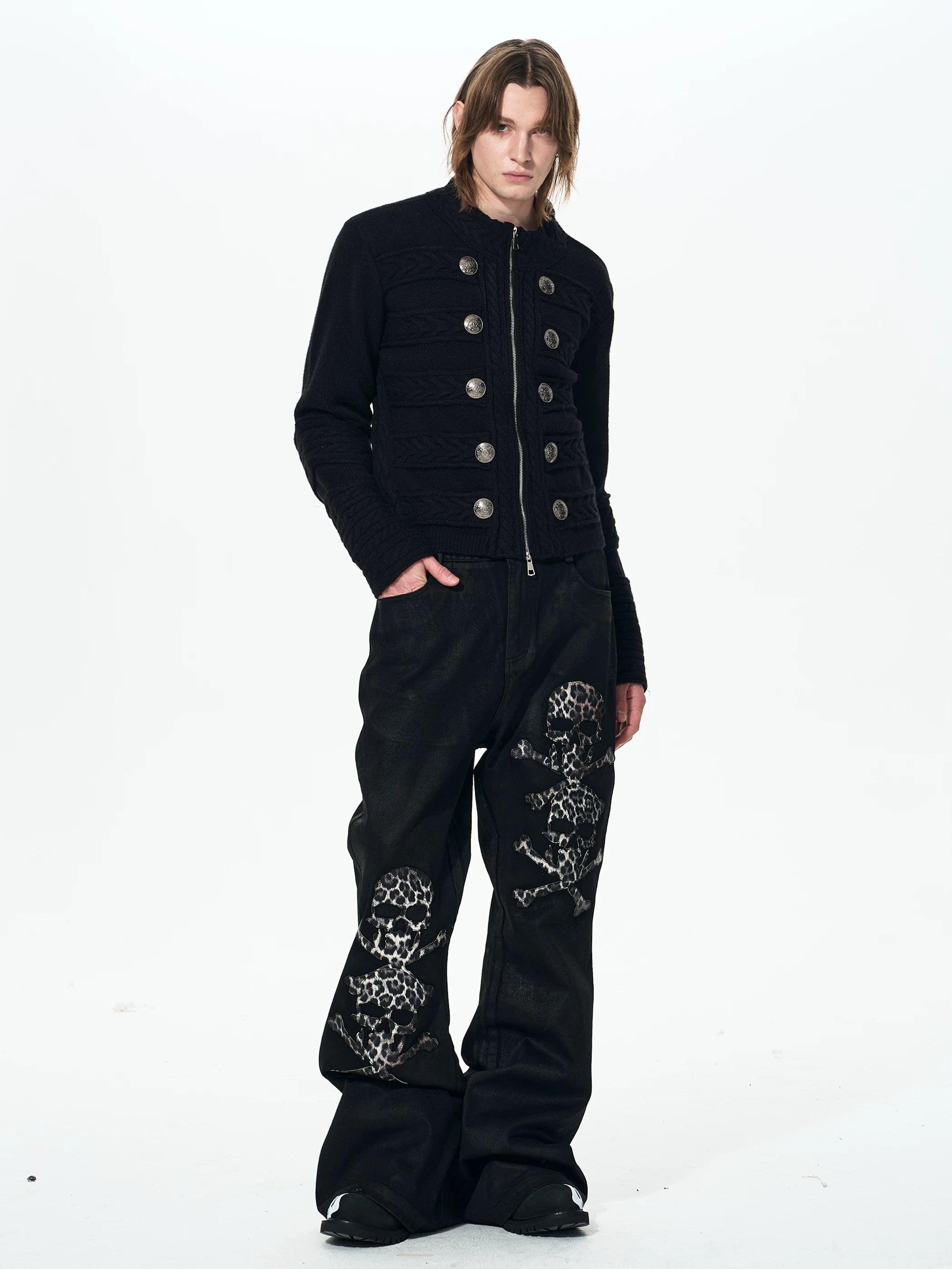 Men's Black Knit Sweater Coat