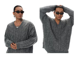 Men's V-neck Twist Wool Blend Sweater