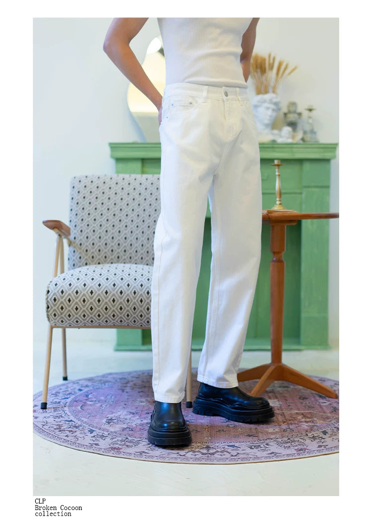 Men's Vintage White Wide Leg Jeans