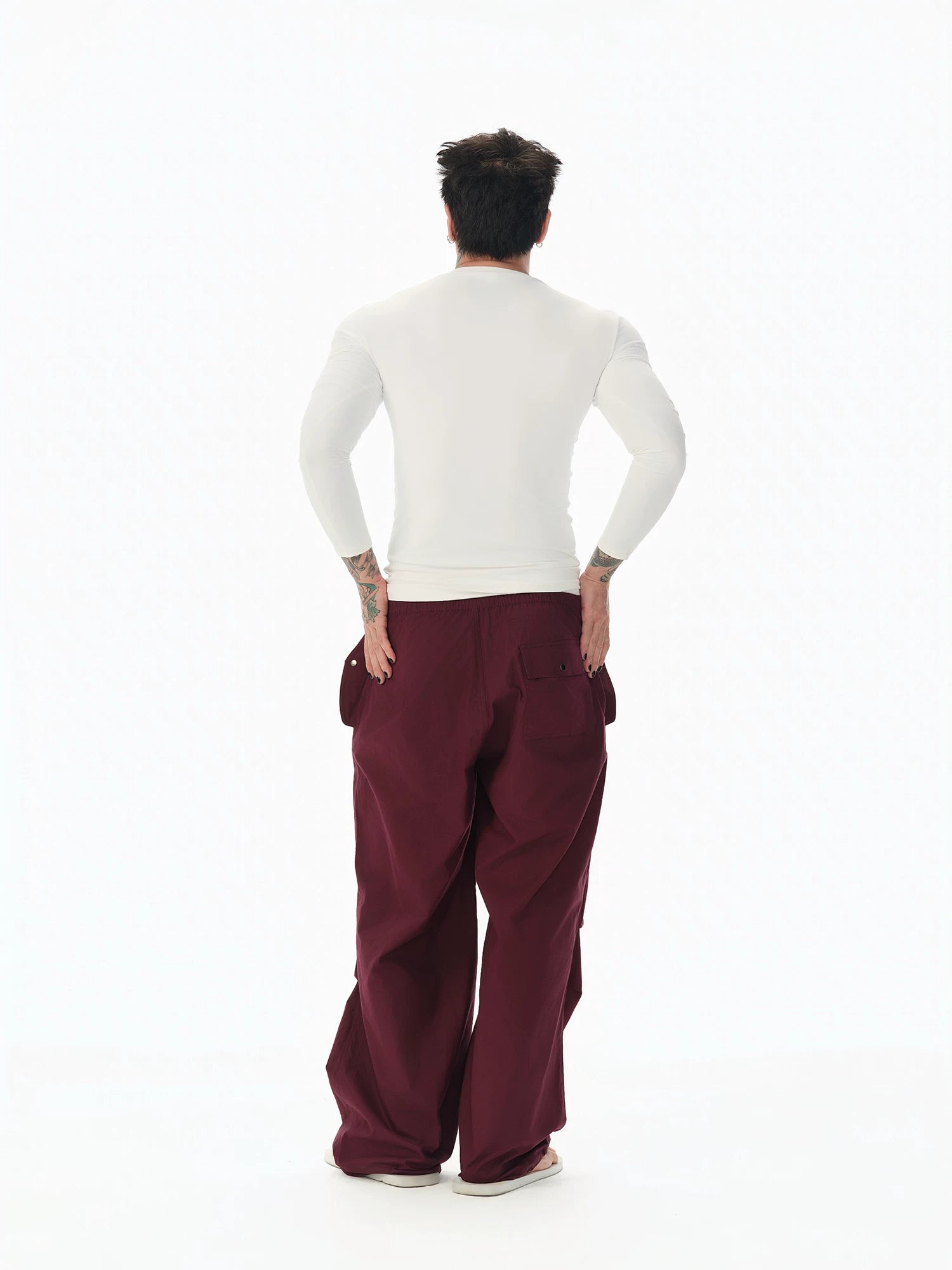 Cotton Low Waist Cargo Parachute Pants