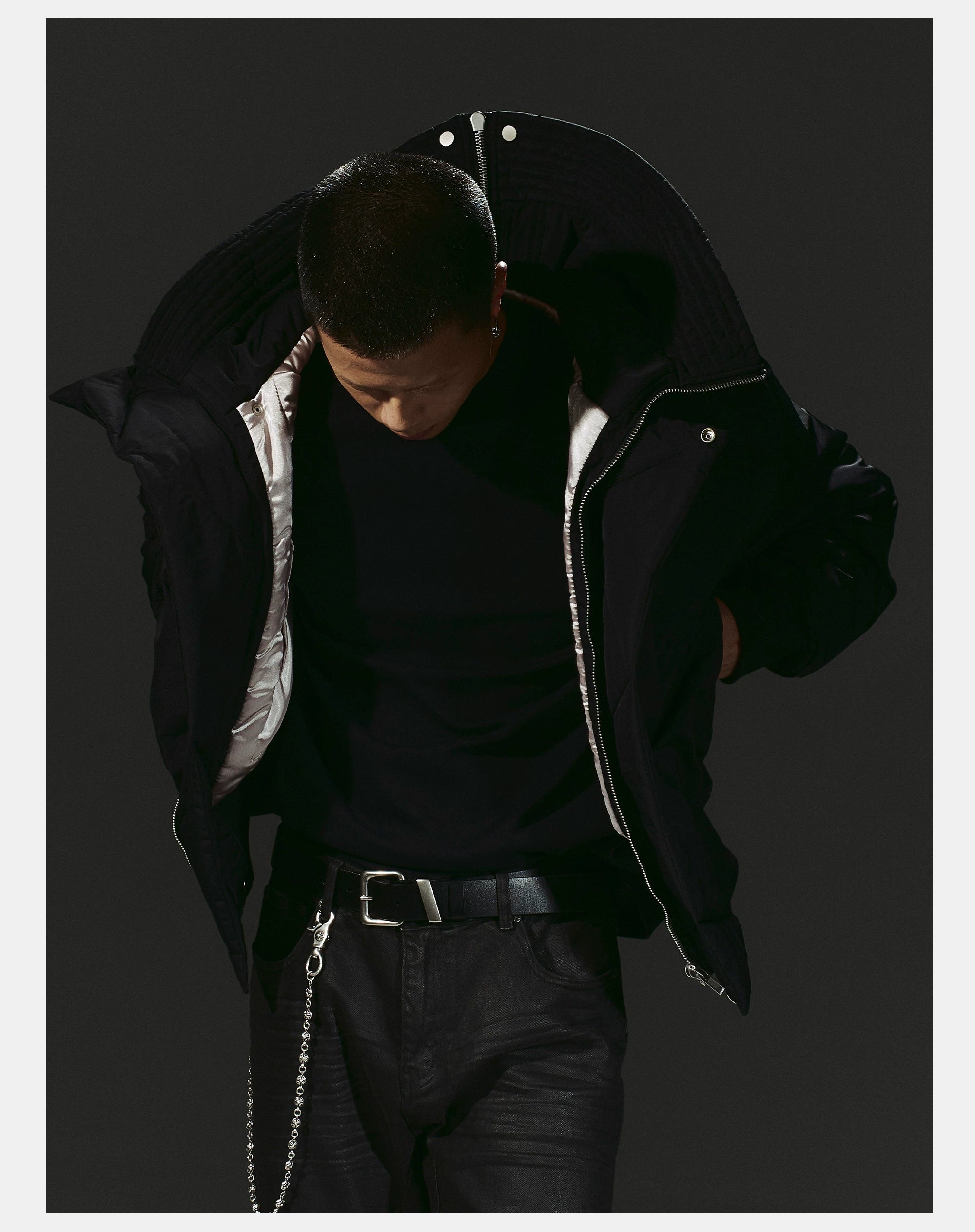 Dark 3M Oversized Hooded Bomber Jacket