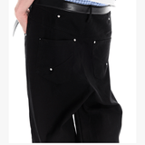 Men's Rivet Washed Distressed Straight Pants