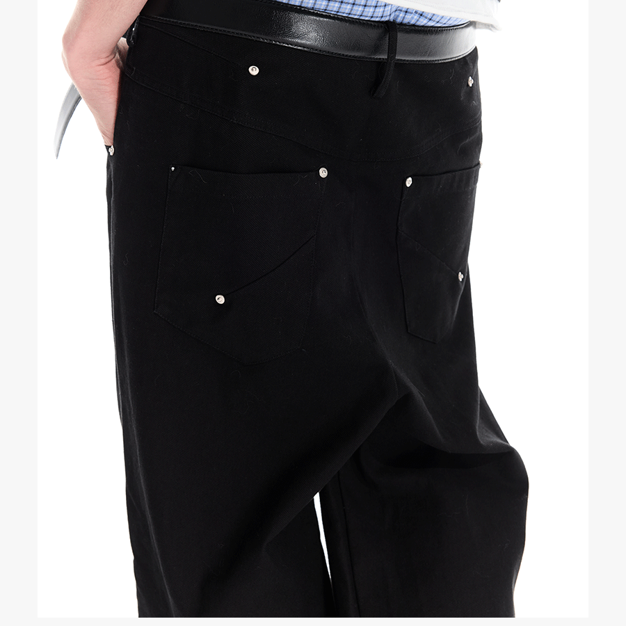 Men's Rivet Washed Distressed Straight Pants