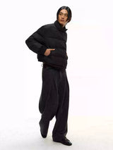 Pleated Wide Leg Wool Blend Pants