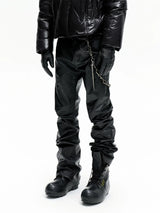 Dark Stacked Waxed Straight Skinny Pants