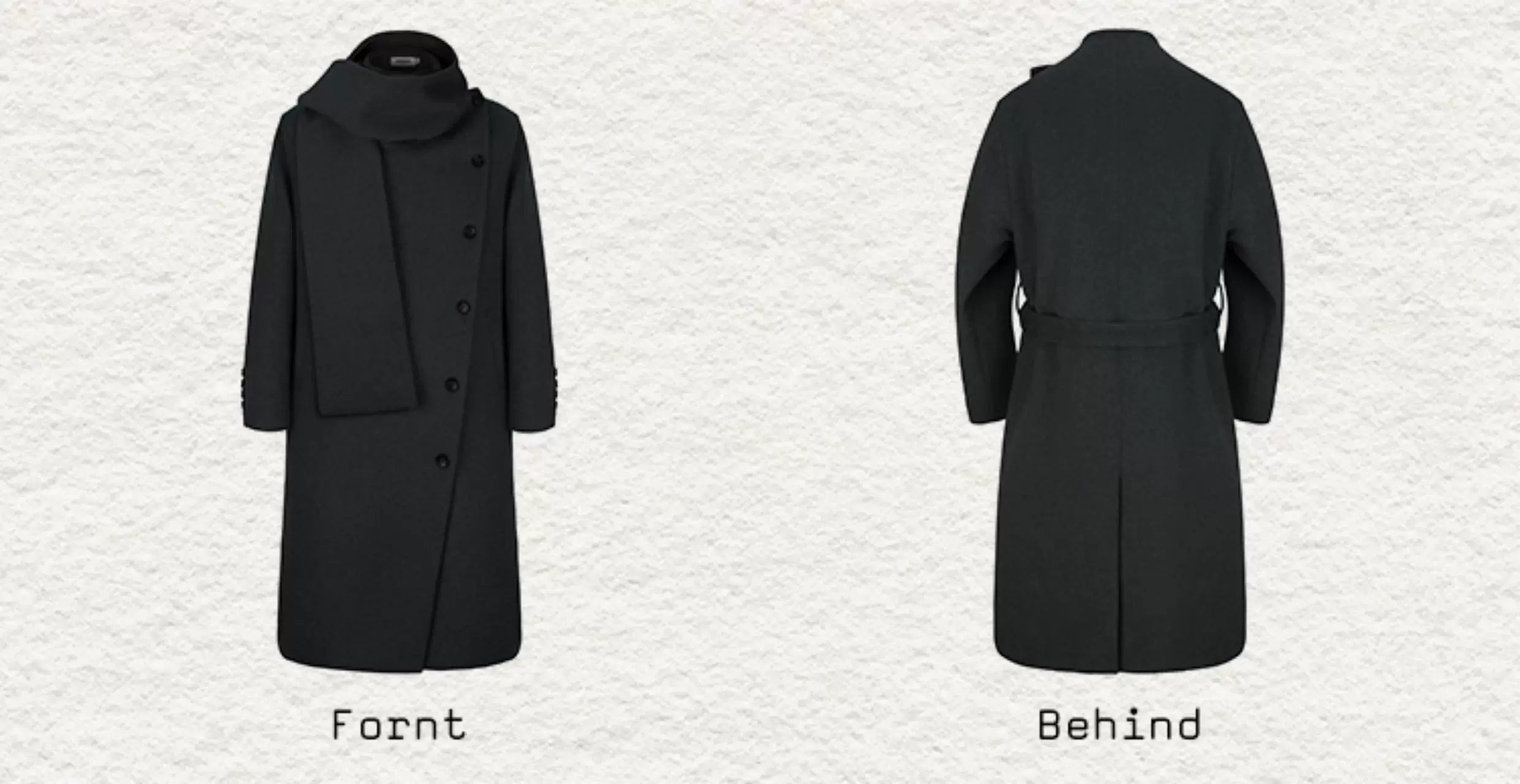 Men's Long Wool Shawl Coat