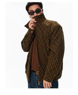 Patchwork Collar Plaid Coat