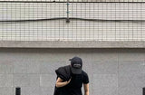 Black Loose Pleated Flare Cotton Sweatpants