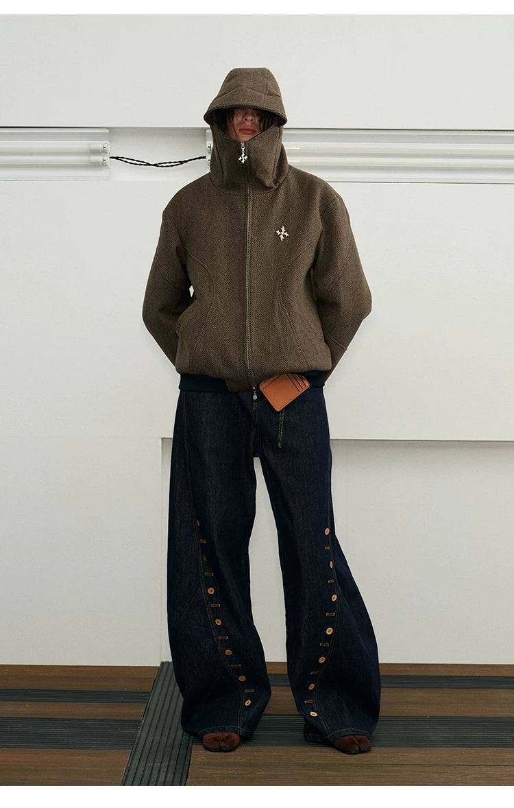 Men's Herringbone Hooded Puffer Jacket