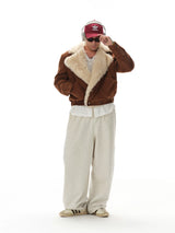 Vintage Lamb Lapel Moto Puffer Coat