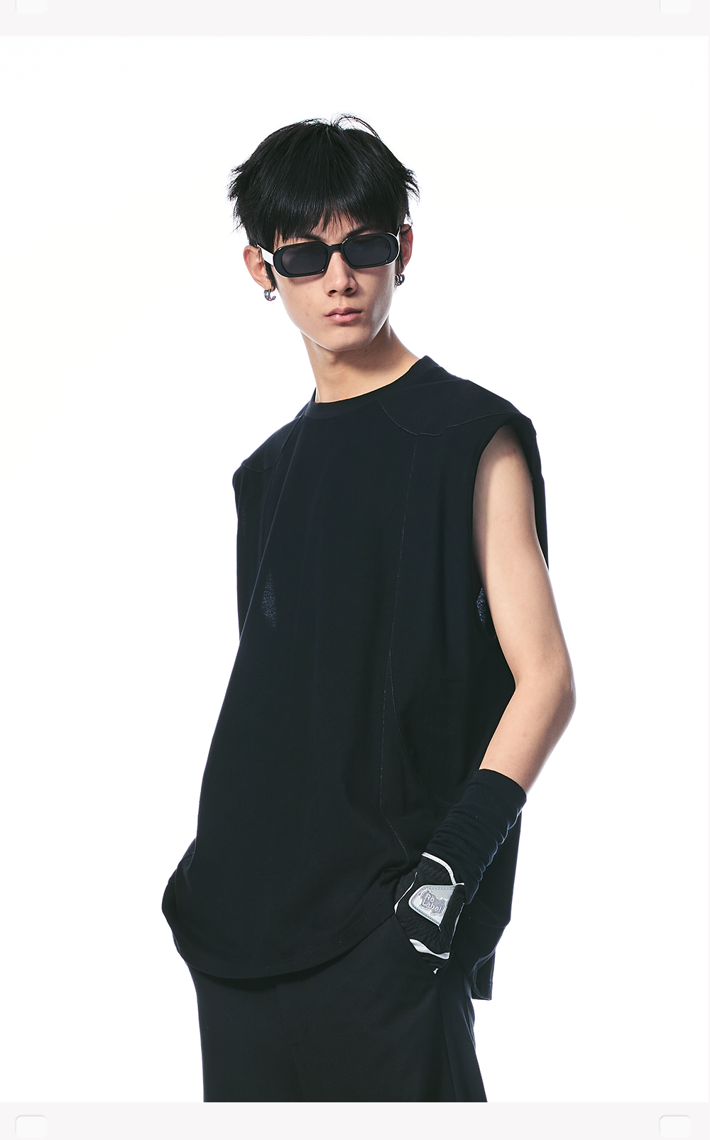 Black Deconstructed Padded Tank Top