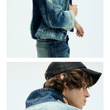 Two Tone Cropped Wide Denim Jacket