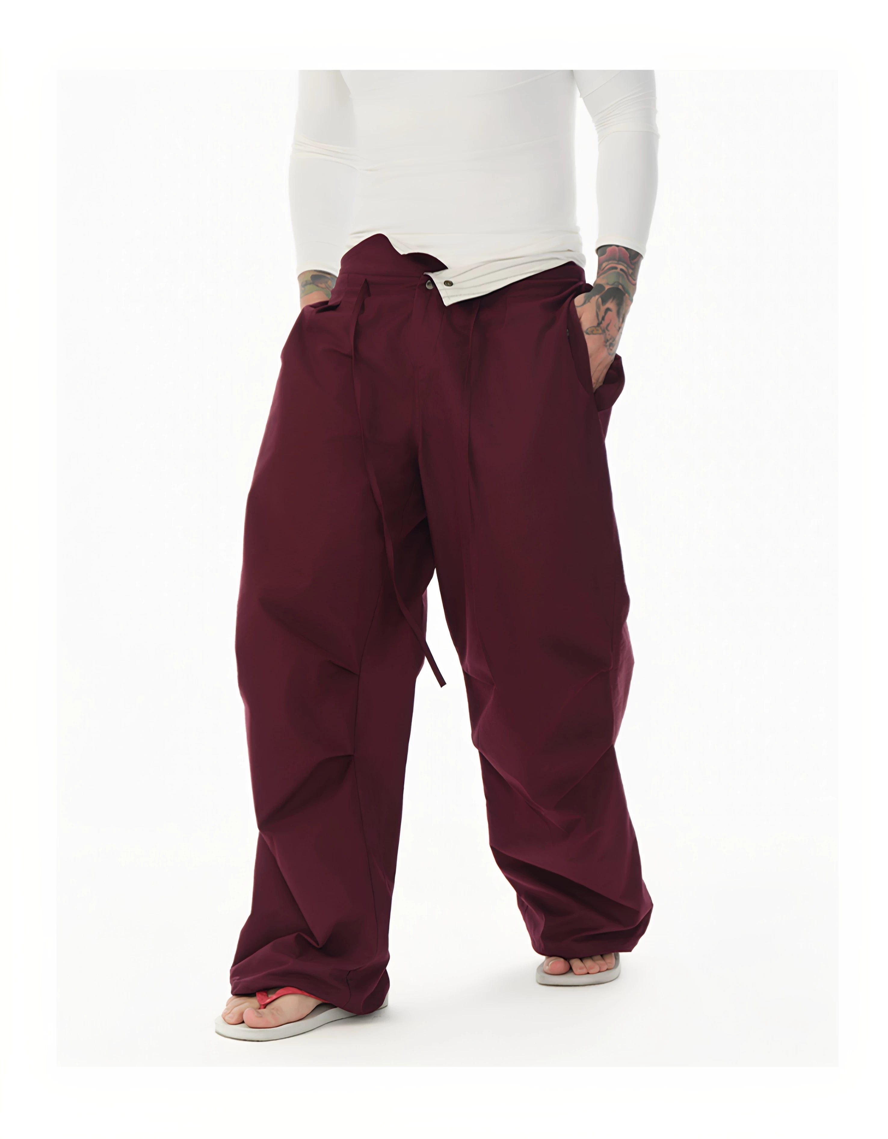 Cotton Low Waist Cargo Parachute Pants