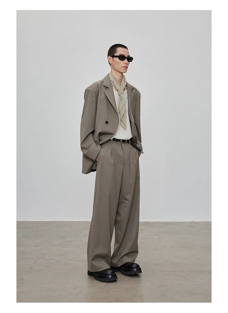 Casual Notched Lapel Wool Blend Blazer