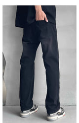 Men's Washed Black Loose Straight Jeans