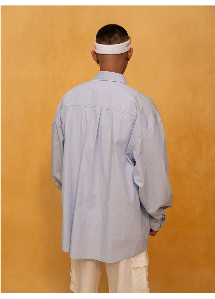 Men's Red White Blue Oversized Shirts