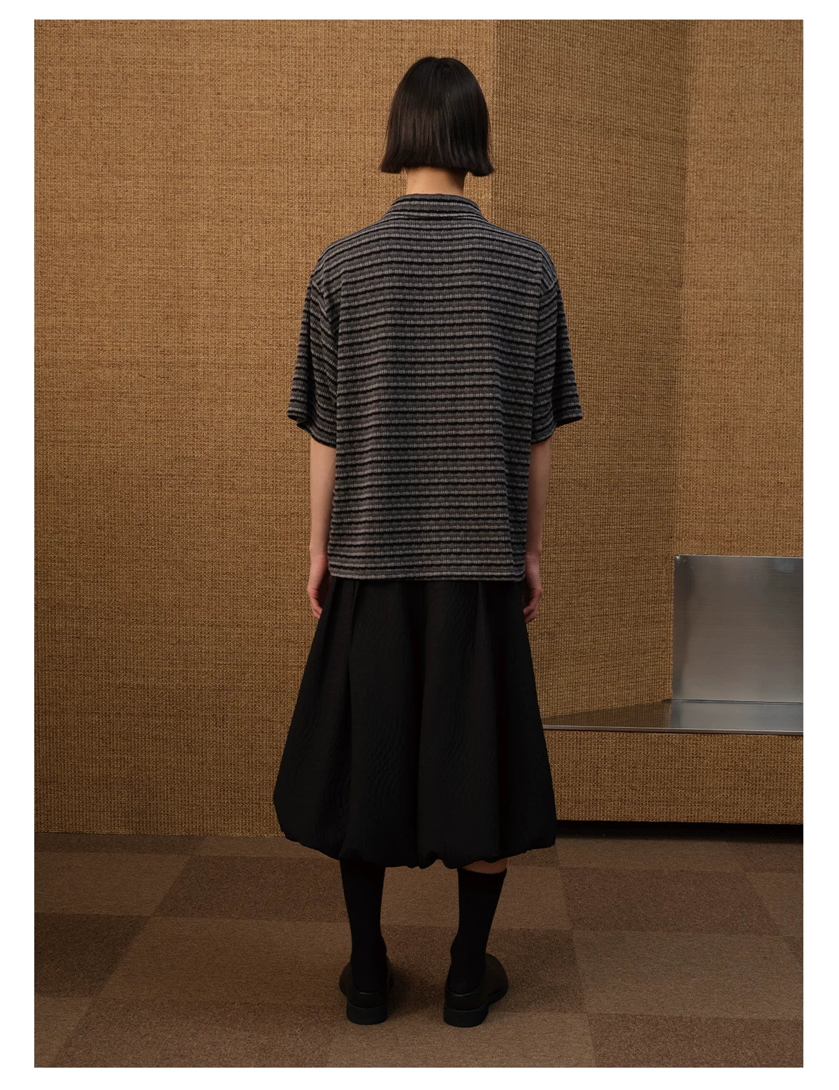 Loose Striped Knit Short-Sleeve Shirts