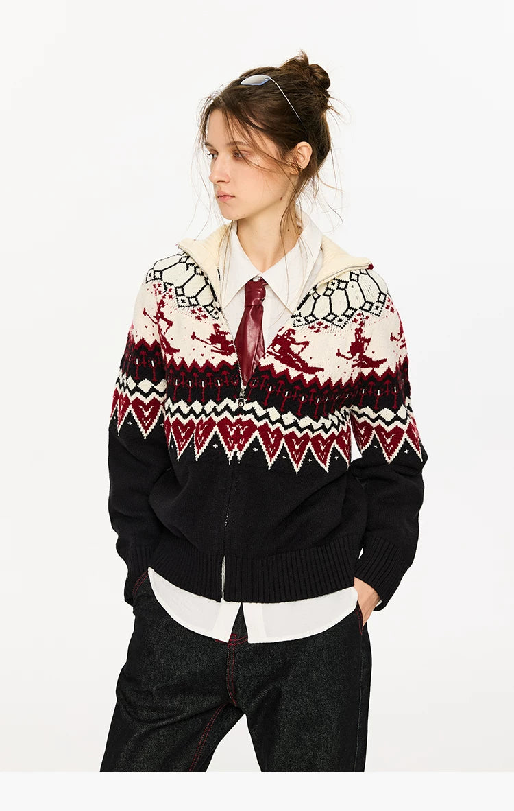 Fair Isle Color Block Cardigan
