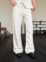 Drawstring Straight Leg Linen Lyocell Pants