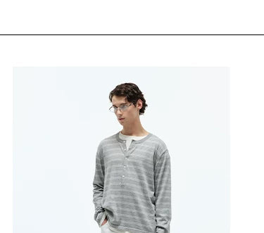 Striped Henley Cotton Cashmere Sweater
