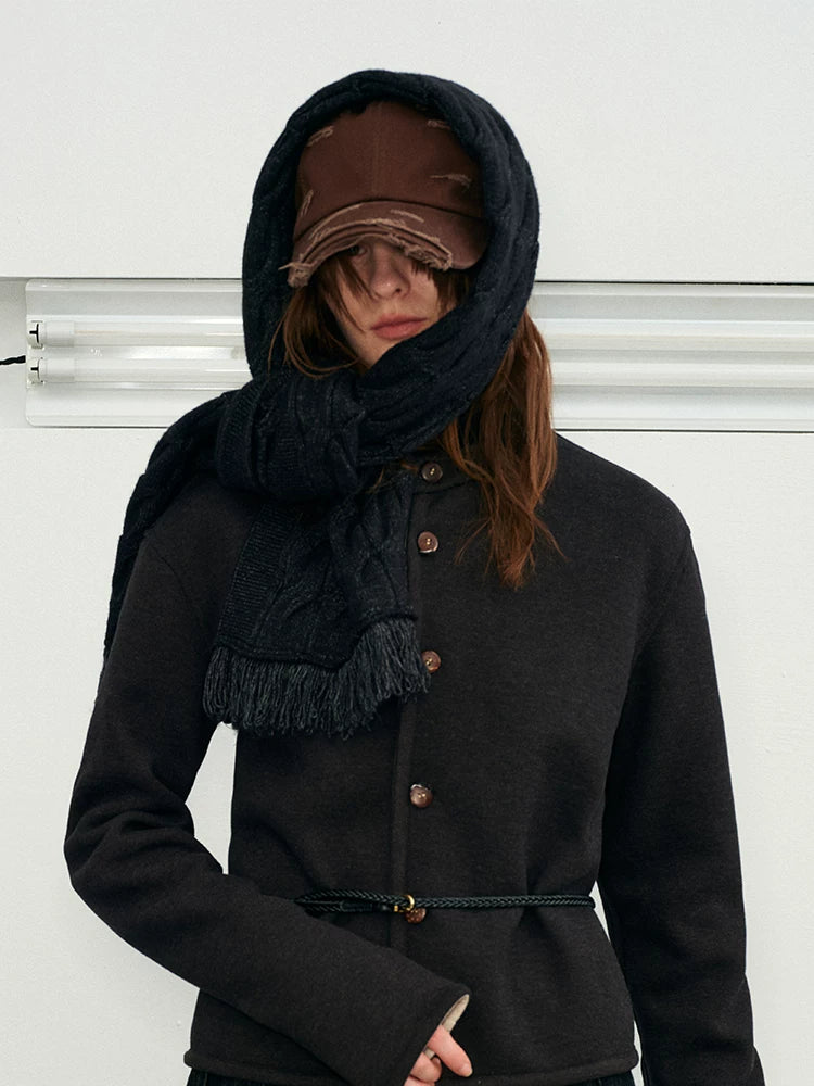 Thick Warm Cable Knit Tassel Scarf