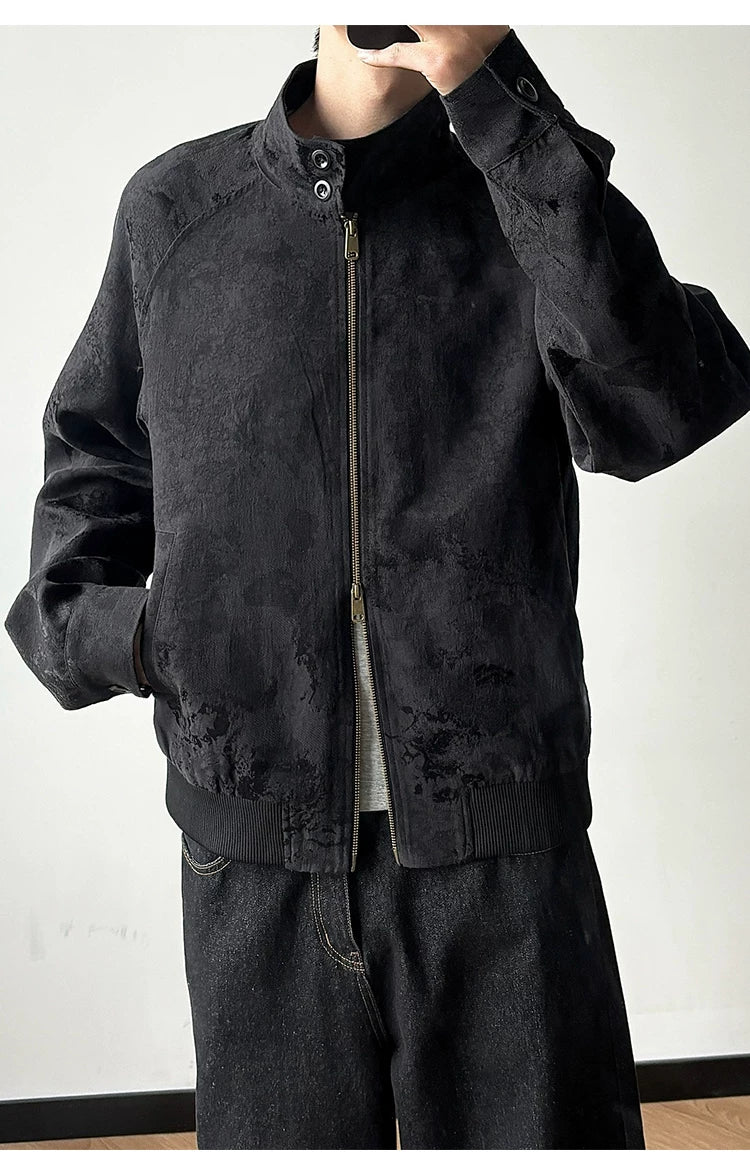 Men's Linen Floral Jacquard Harrington Jacket