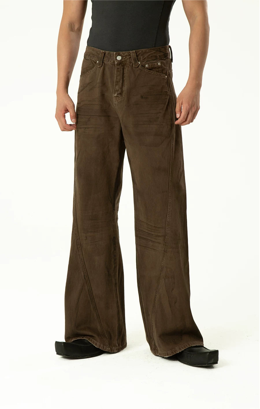 Men's Brown Vintage Wide Leg Jeans