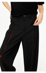 Oil-Lined Color Block Straight Equestrian Pants