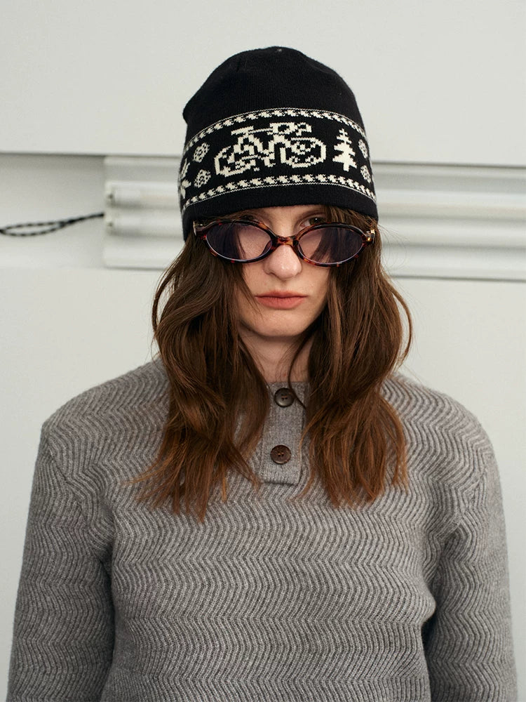 Fair Isle Color Block Knit Beanie