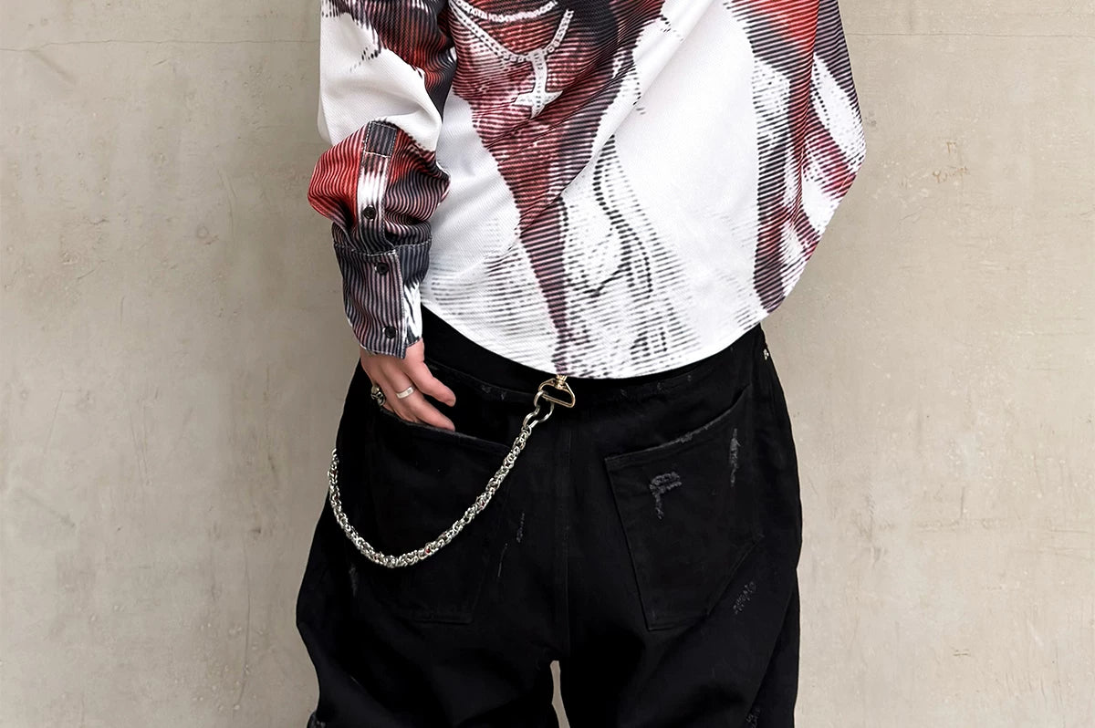 Mesh Eyelet Oversized Shirt