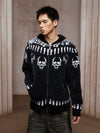 Printed Faux Fur Zip Hoodie Coat