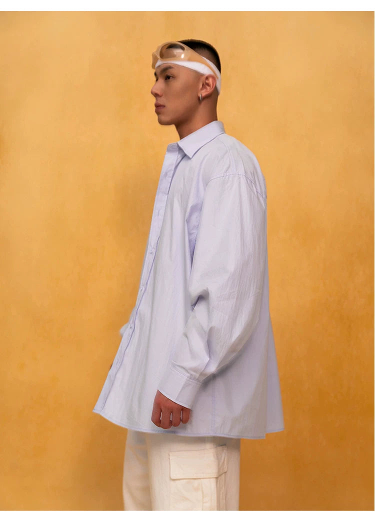 Men's Red White Blue Oversized Shirts