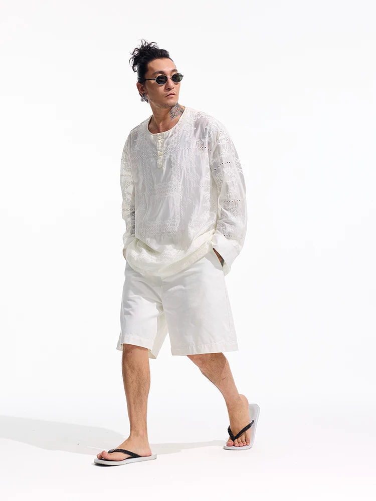 Long-Sleeve Embroidered Lyocell Shirts