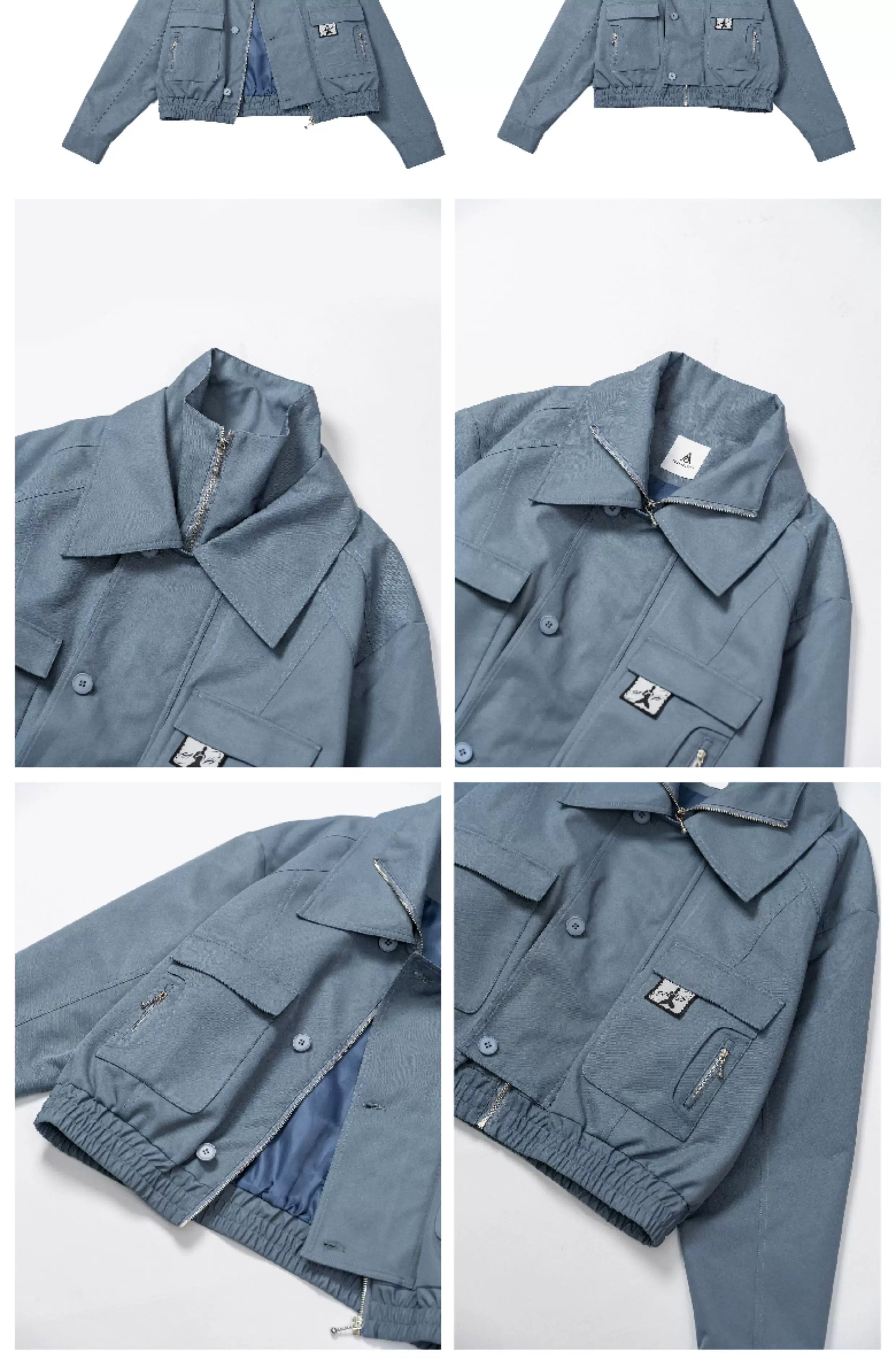 Waterproof Short Grey-blue Vintage Cargo Jacket