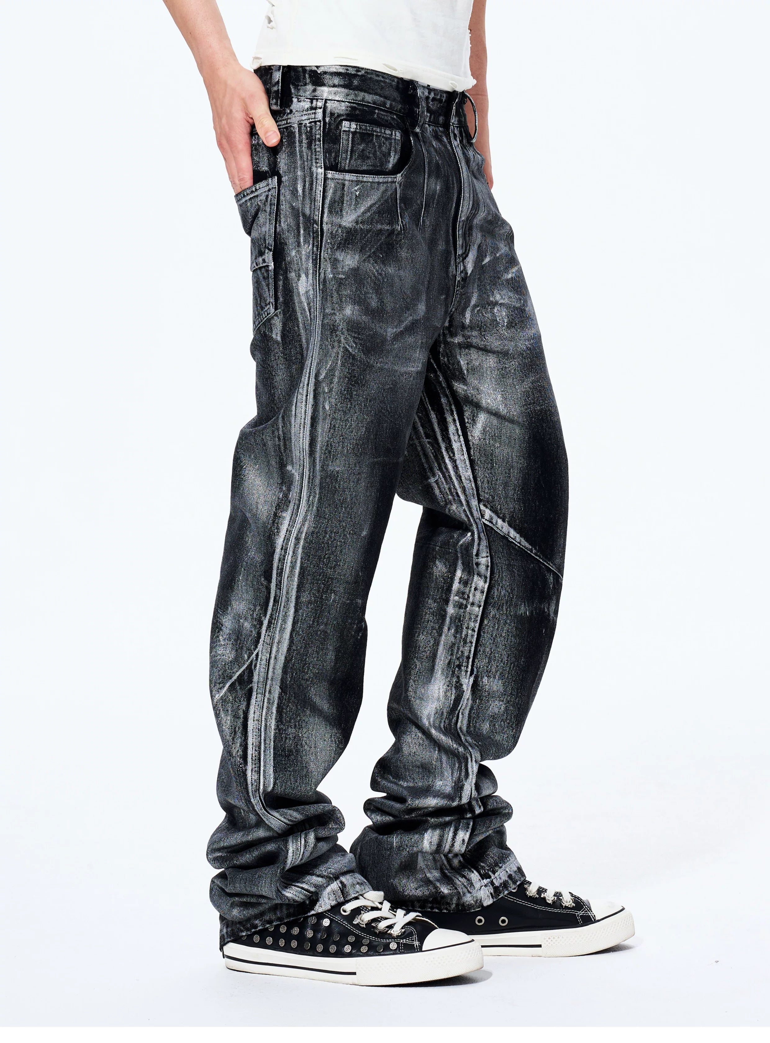 Men's Heavy Silver Straight Leg Jeans