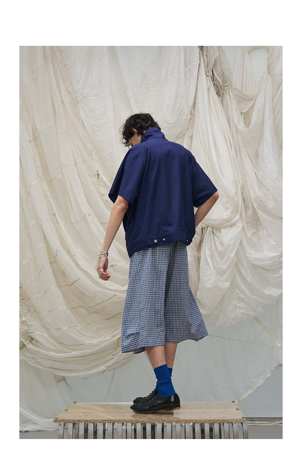 Detachable Plaid Pleated Cropped Pants