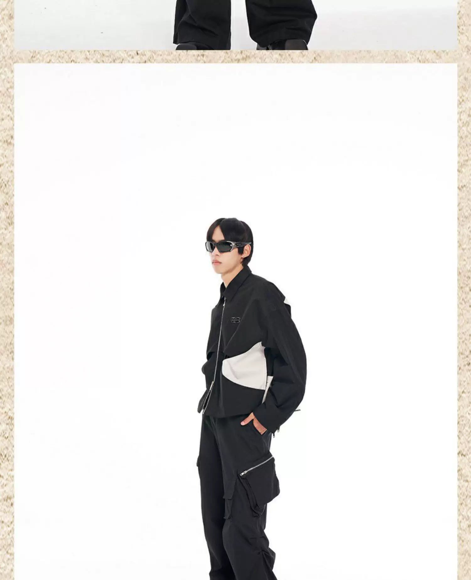 Men's Loose Short Patchwork Zip Jacket