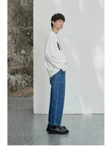 Vintage Washed Distressed Straight Cropped Jeans