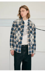 Men's Long Sleeve Splatter Plaid Shirt