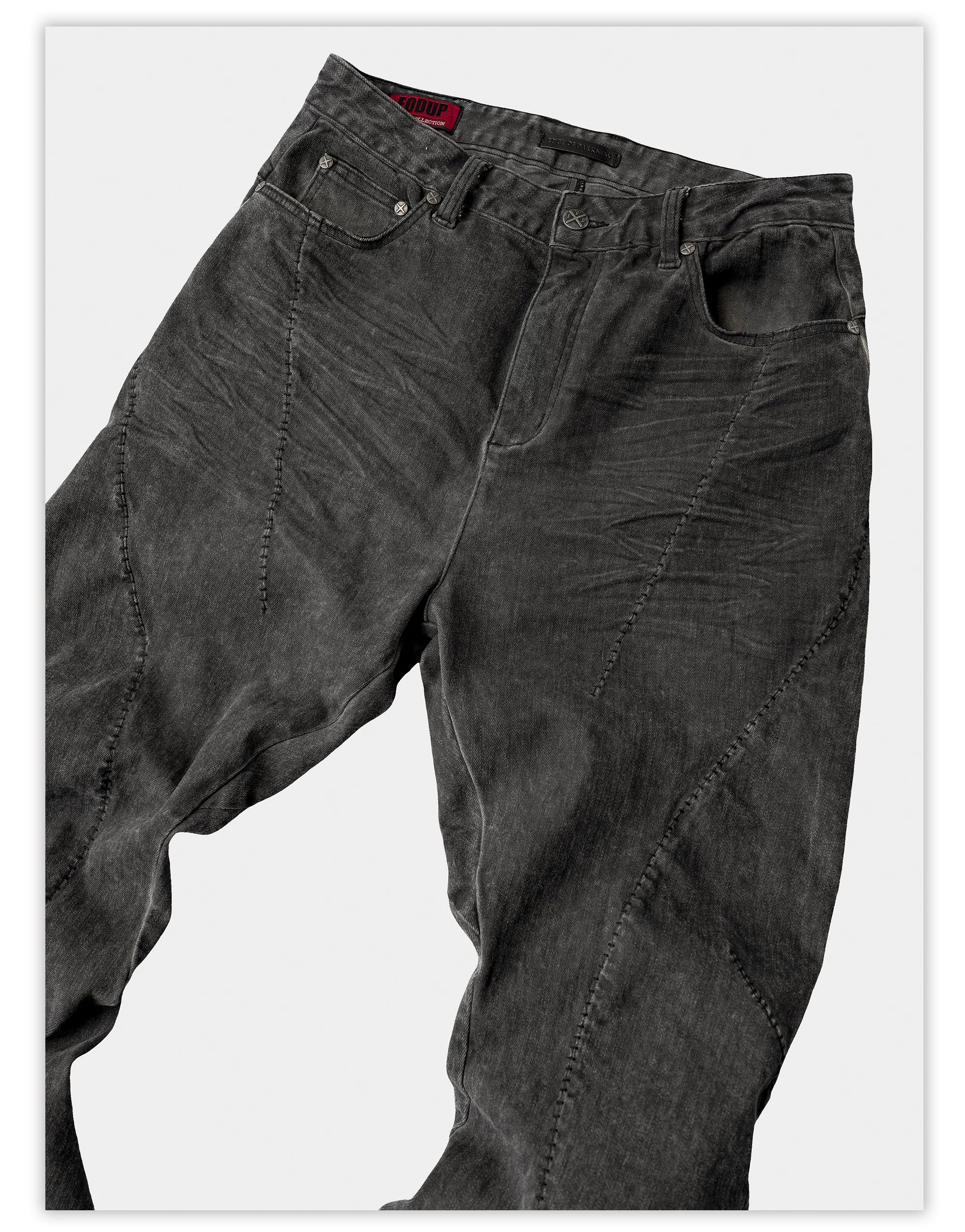 Dark Avant-Garde Deconstructed Stitched Blade Jeans